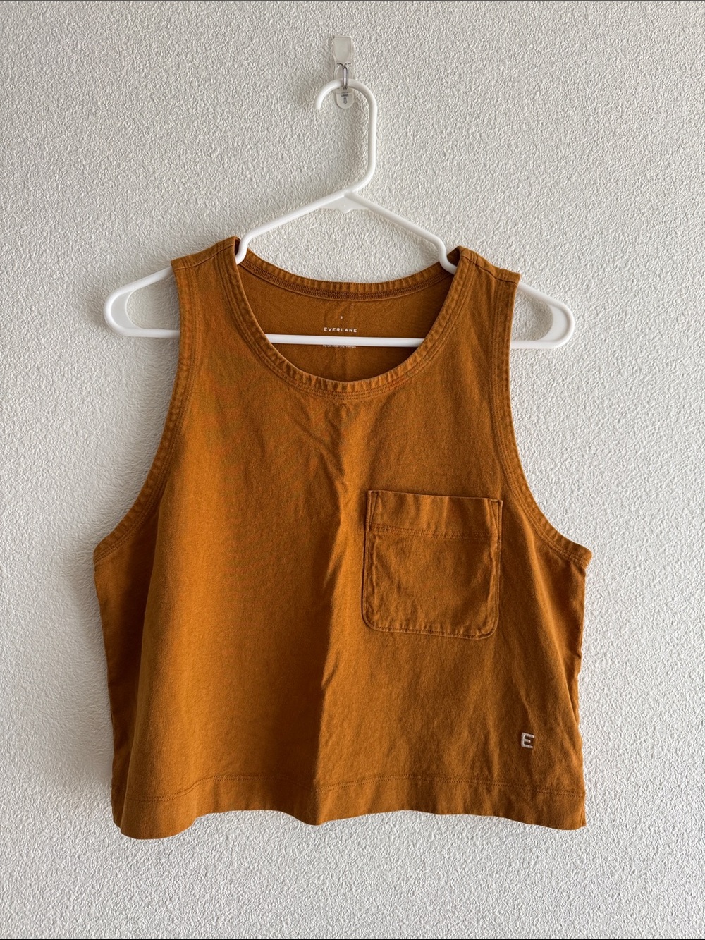 Everlane Rust-Orange Chest Pocket Crop Tank